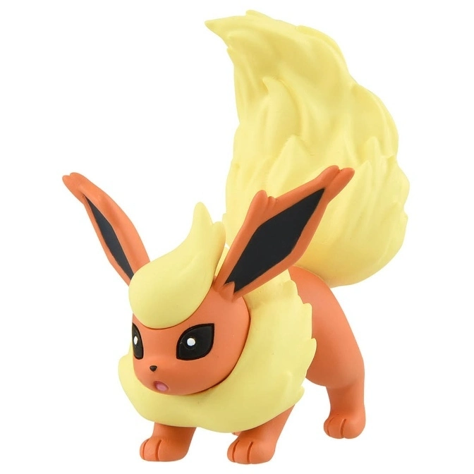 Flareon toy figure with yellow mane and tail, standing.