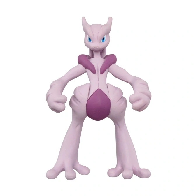  Mewtwo figurine with purple and light purple coloring, standing upright.