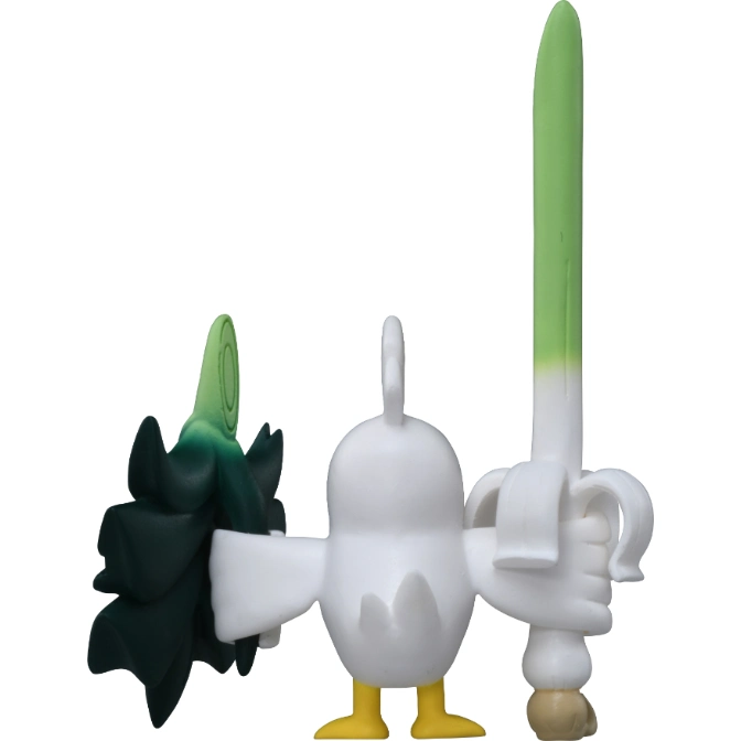  Sirfetch'd toy figure holding a leek sword and shield.