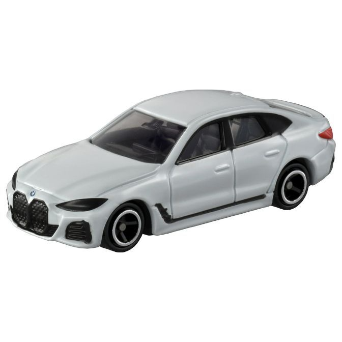 Silver BMW 4 Series Gran Coupe toy car with black wheels and grille.
