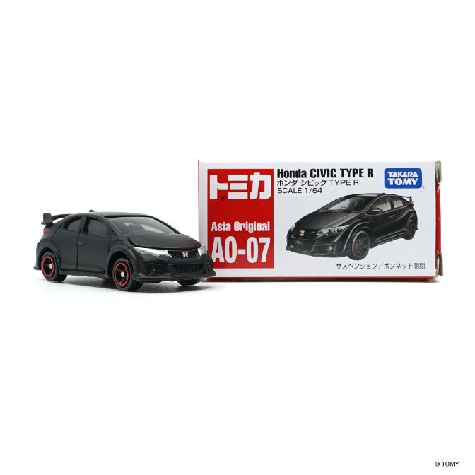  Black Tomica Honda Civic Type R toy car with box. Scale 1/64, Asia Original A0-07.