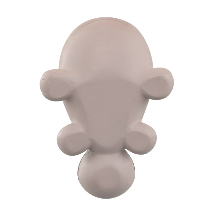  Grey, rounded toy with bulbous head and four rounded limbs.