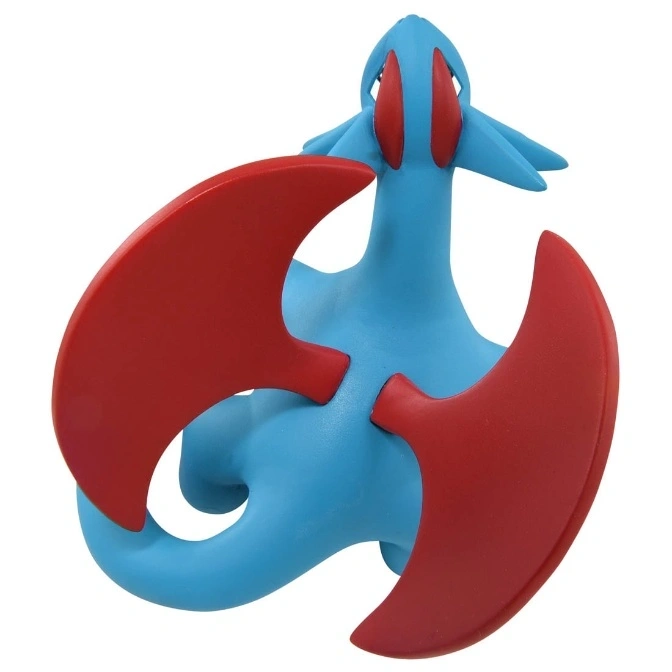  Blue and red Salamence toy figure with curved wings.