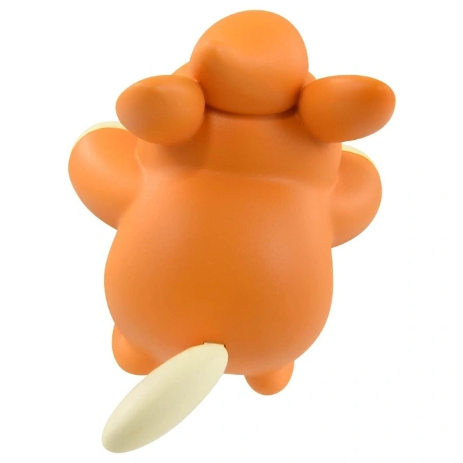  Orange toy figure with a cream-colored tail, viewed from the back.