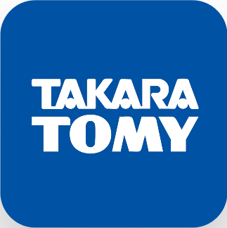 TAKARA TOMY brand logo on blue rounded square background.