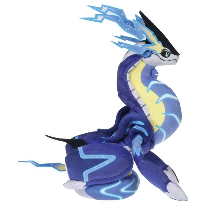  Miraidon plush toy, blue and yellow dragon-like creature with lightning bolt accents.