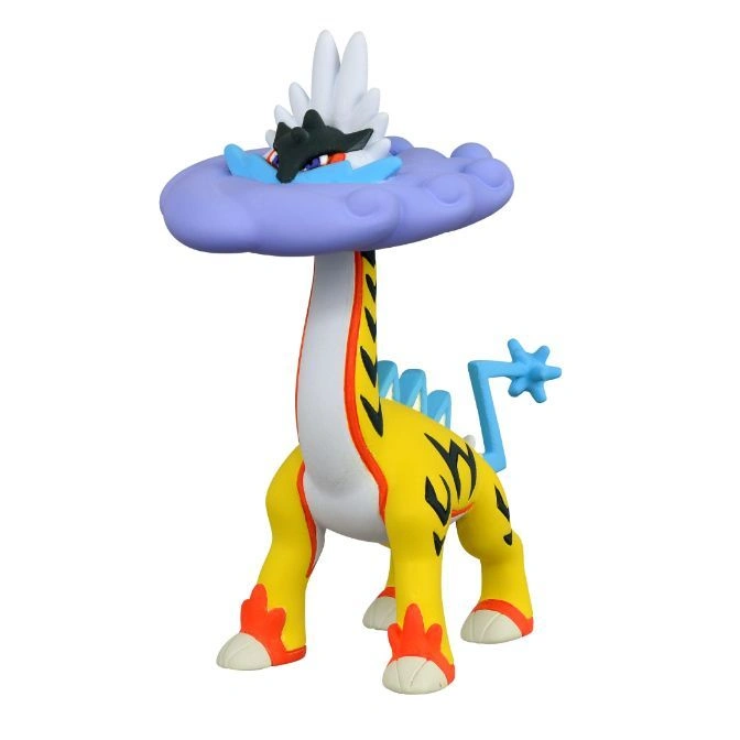 Yellow Tornadus toy with cloud-like head and lightning bolt patterns.