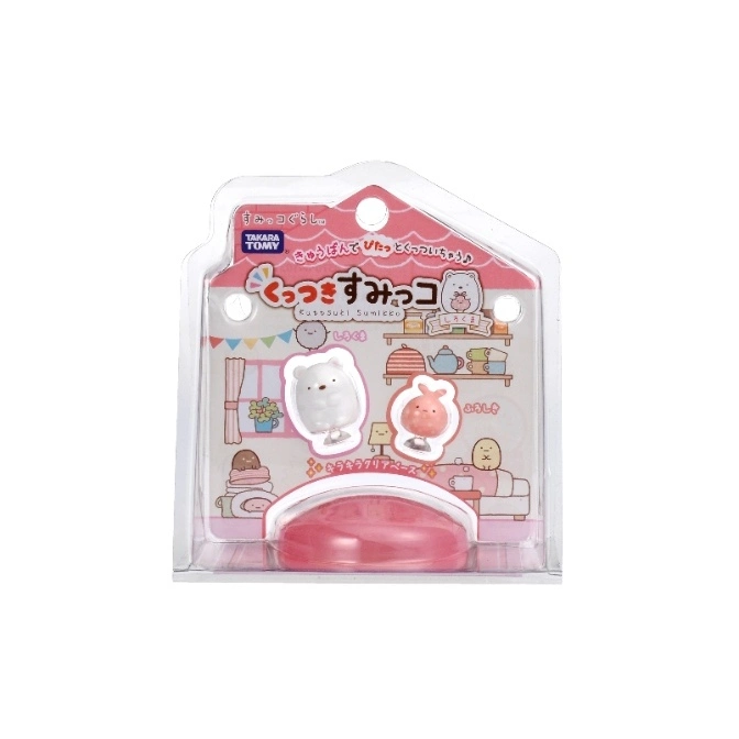 Sumikko Gurashi suction cup toy set in house-shaped packaging with pink base.