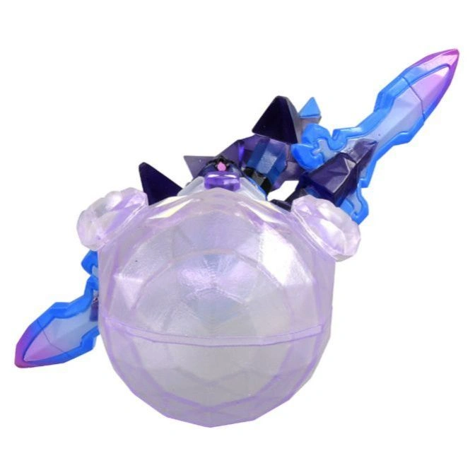  Translucent purple sphere toy with blue and purple crystal accents.