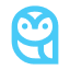 Blue owl icon with simple minimalist design.