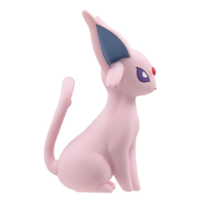  Pink Espeon Pokémon figure with tall ears, purple eyes, and a red gem on its forehead.