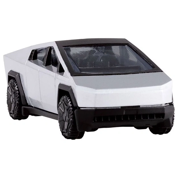  Toy Tesla Cybertruck with black trim and tires.