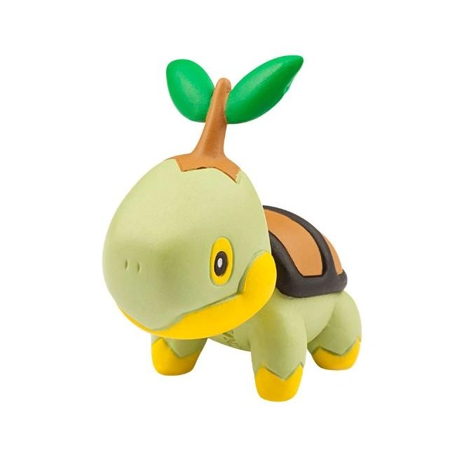 Turtwig toy figure with green shell, brown accents, and sprout on head.