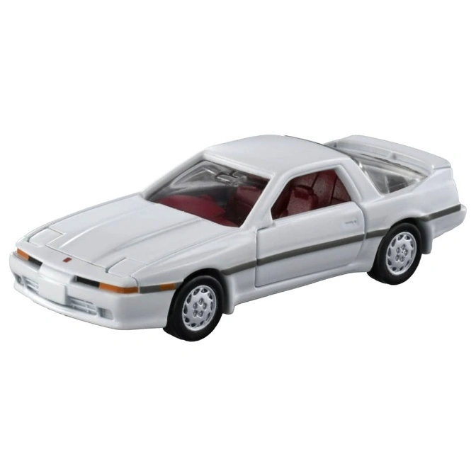 White Toyota Supra toy car with red interior.