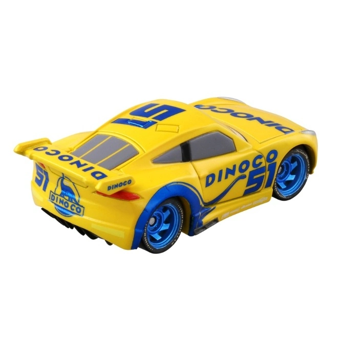  Yellow Dinoco Cruz Ramirez toy car with blue accents and the number 51.