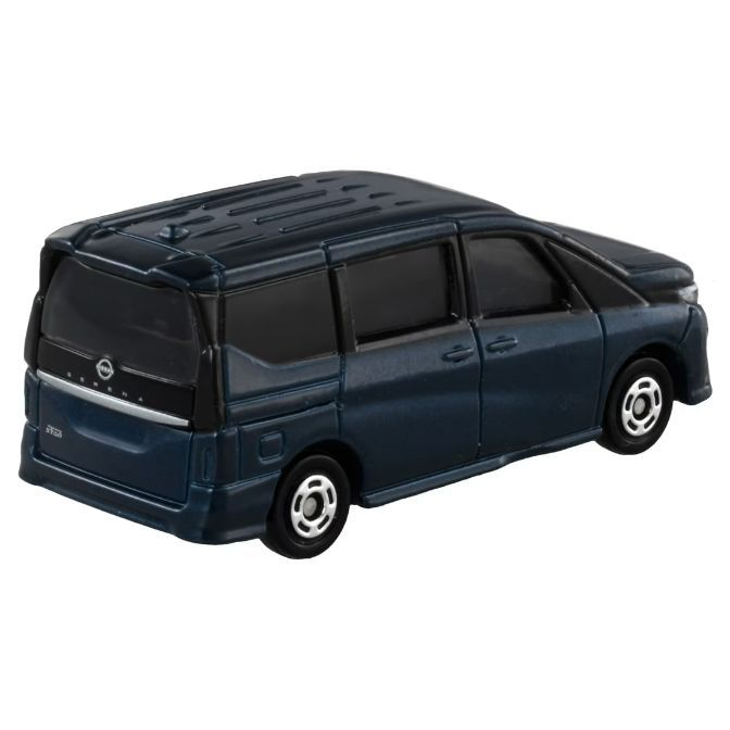  Blue toy minivan with detailed wheels and windows.