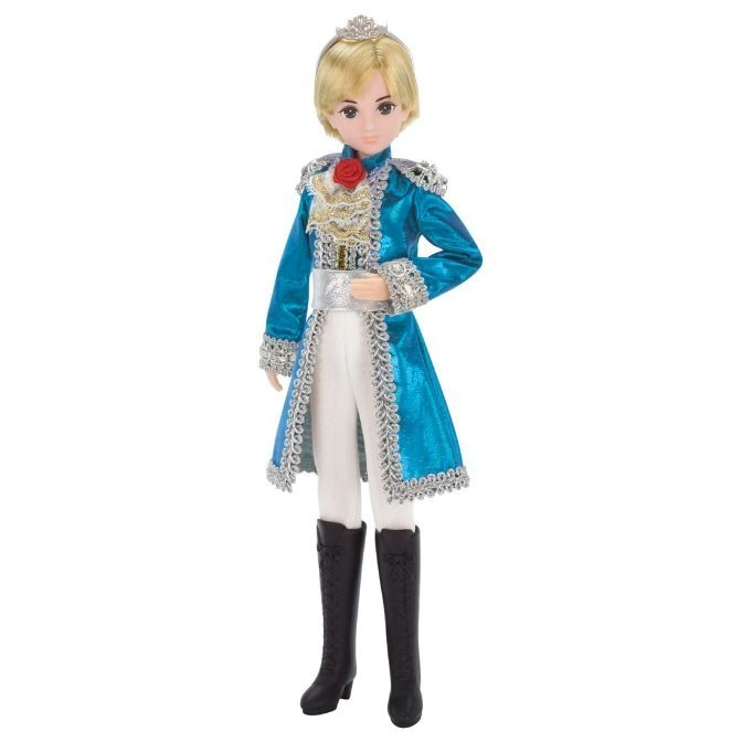 Prince doll with blonde hair, blue coat, white pants, and black boots.