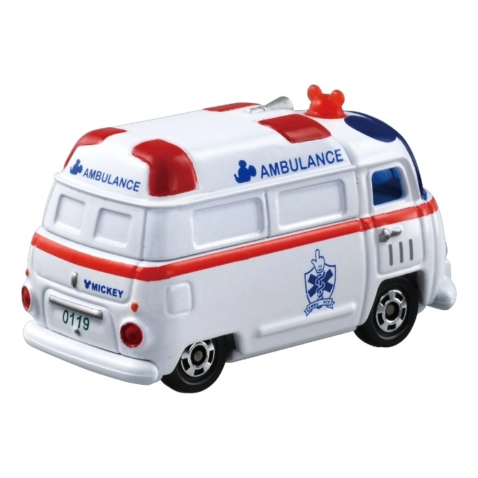 Toy Mickey Mouse ambulance van with red and blue accents.