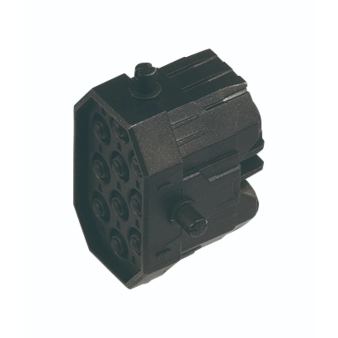  Black LEGO Technic connector block with multiple pin holes and axle connectors.