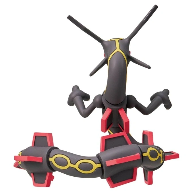  Rayquaza toy figure, black with red and yellow accents, arms outstretched.