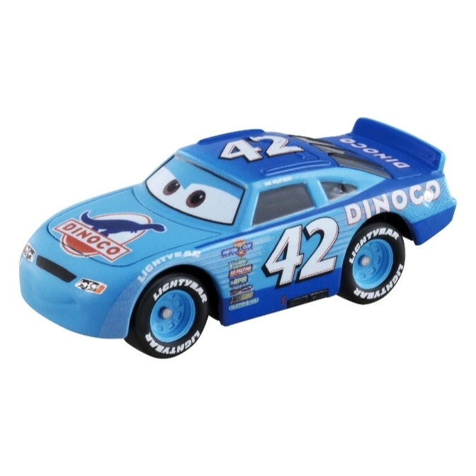 Dinoco Cruz Ramirez toy car with number 42, light blue color, and cartoon eyes.