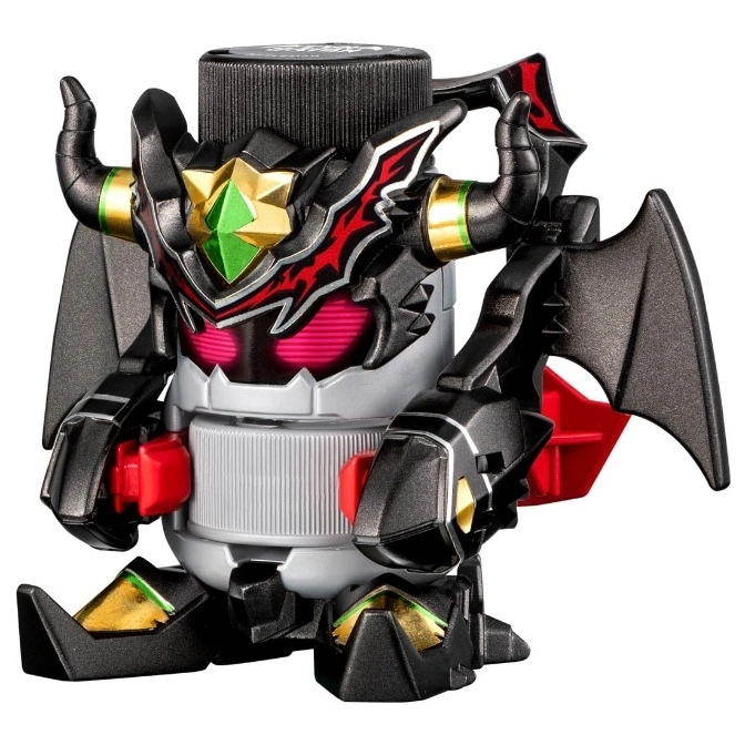  Black dragon-themed B-Daman toy with horns, wings, and a green gem.