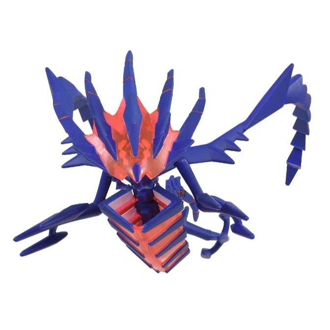  Blue and red Ultra Necrozma Pokémon toy figure with sharp spikes and segmented tail.
