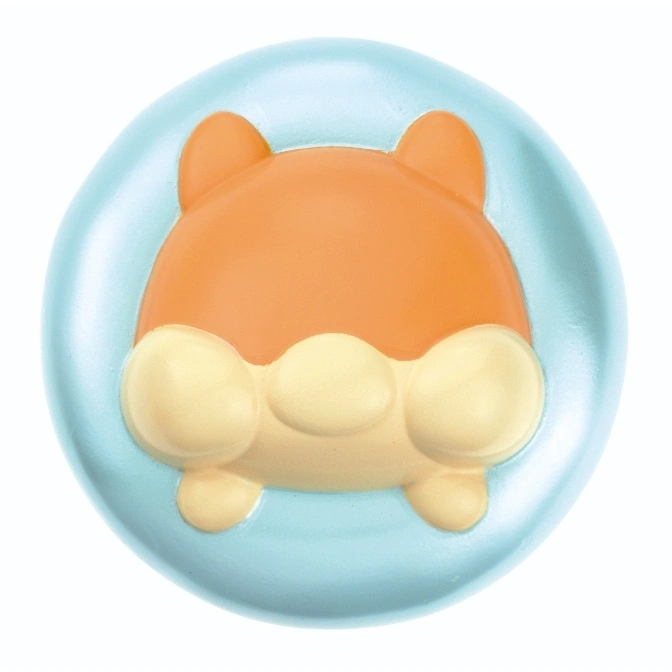  Cute hamster squishy toy with bulging cheeks in a blue case.