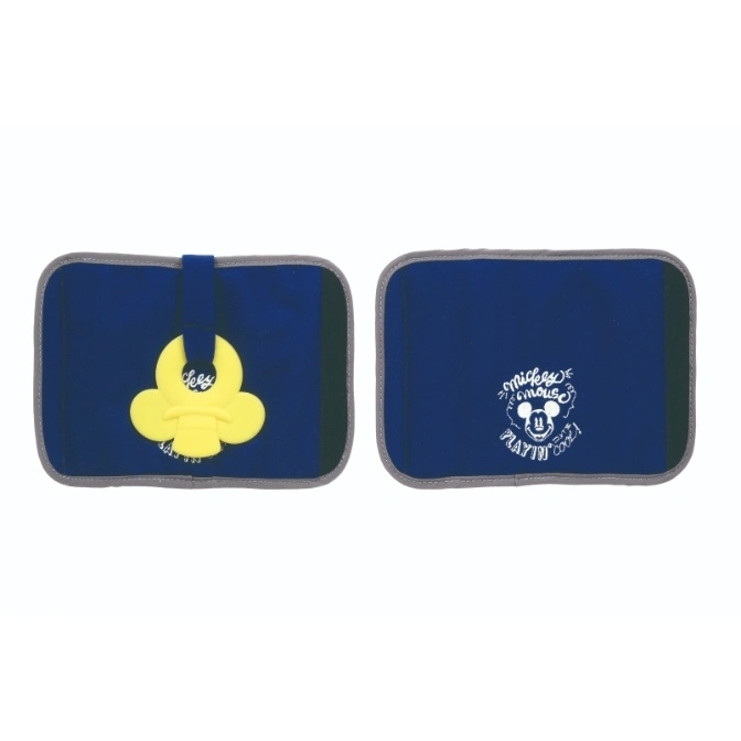  Blue Disney Mickey Mouse wet wipe case with yellow flower closure and Mickey Mouse graphic.