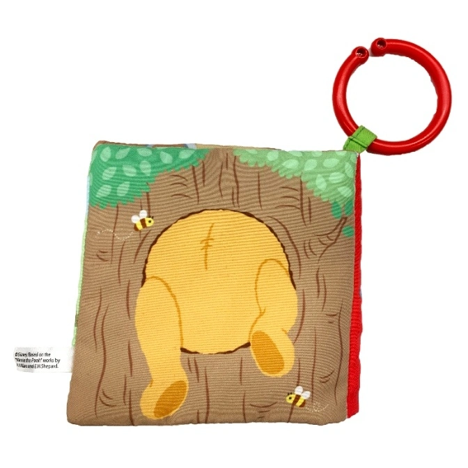  Winnie the Pooh soft book with Pooh stuck in a tree, featuring a red ring for attachment.