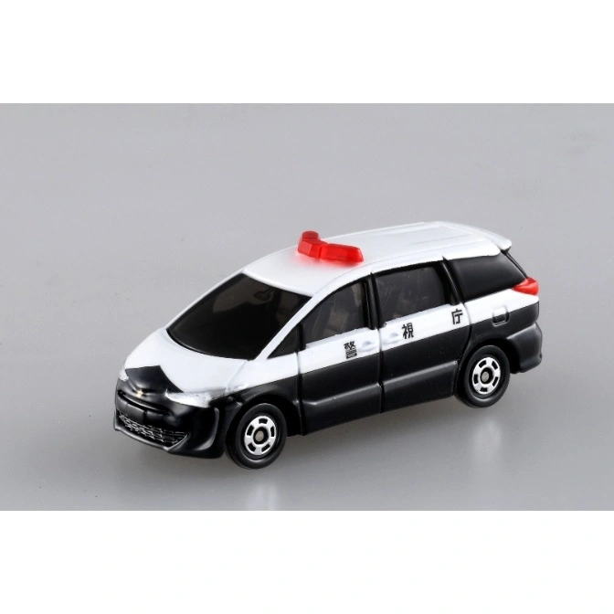  Toy Japanese police car with red light bar, black and white paint.