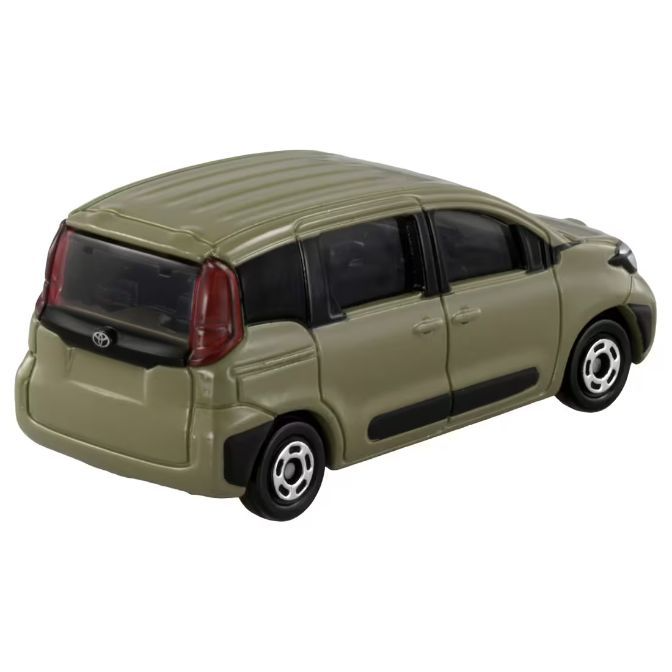  Olive green toy minivan with black trim and detailed wheels.