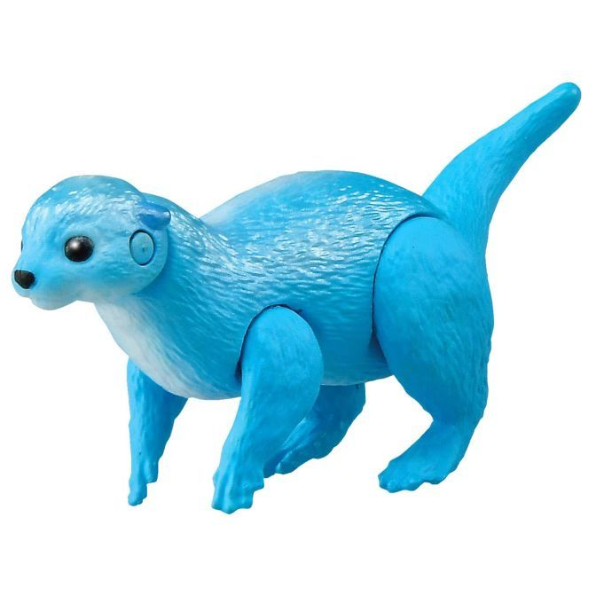  Blue otter toy with a smooth texture and a playful pose.