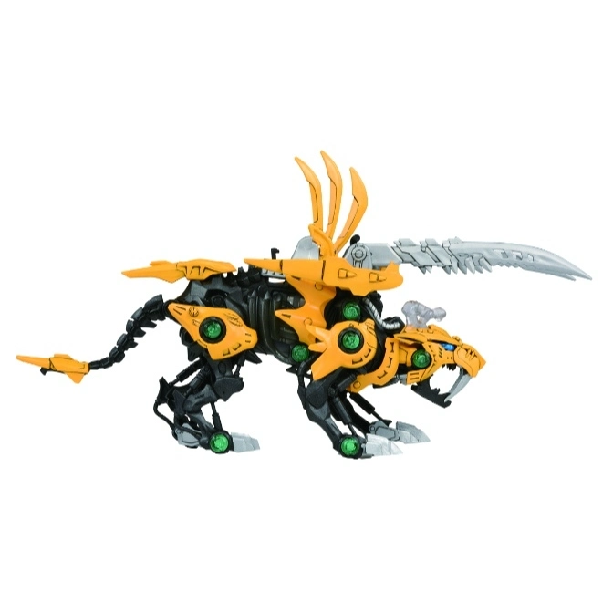  Yellow and black Zoids Saber Tiger toy with silver blades.