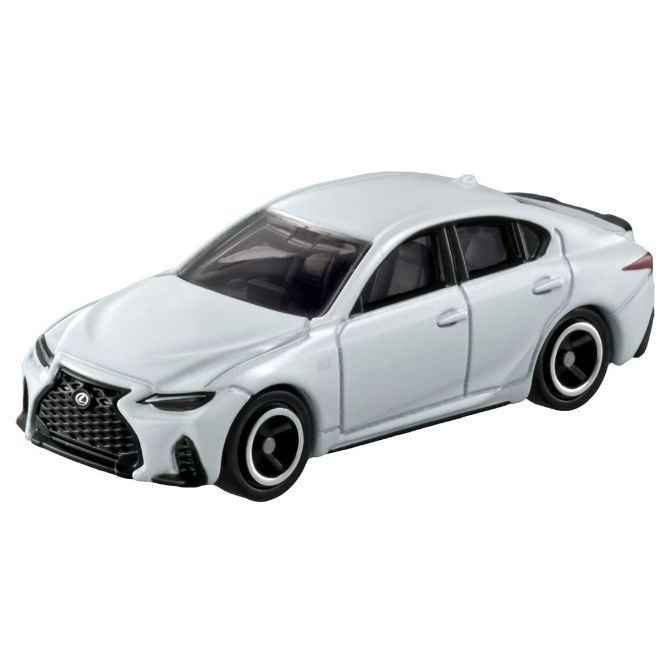 White Lexus IS 350 toy car with black grille and wheels.