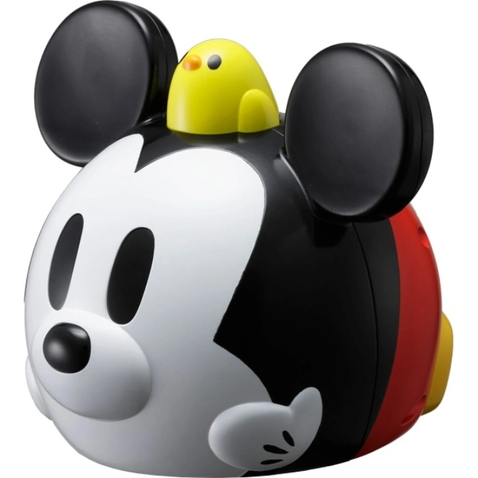 Mickey Mouse Tsum Tsum toy with a yellow bird on its head.