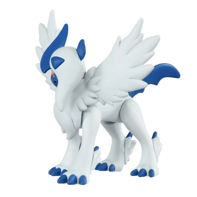 Absol action figure with white fur, blue accents, and articulated joints.