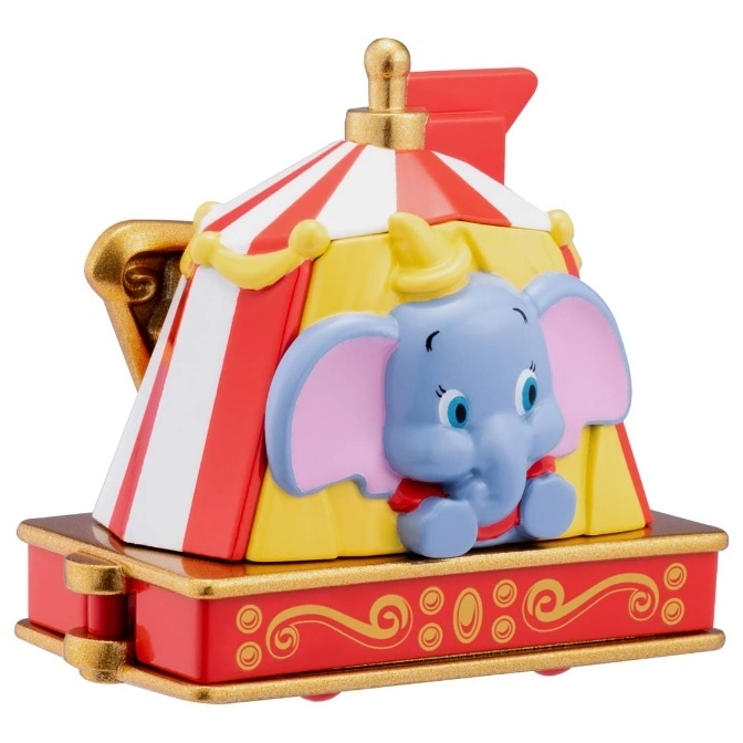 Dumbo circus tent toy with red and white stripes, yellow accents, and a Dumbo figure.