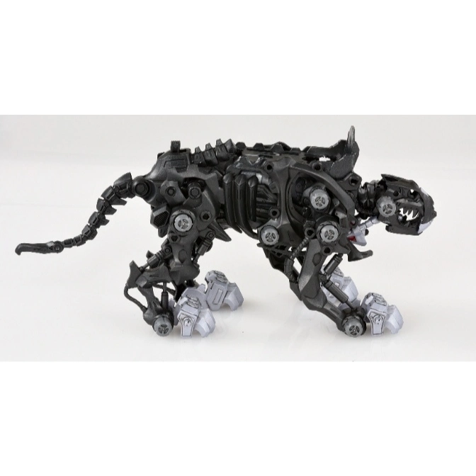  Black robotic panther toy with mechanical details and silver paws.