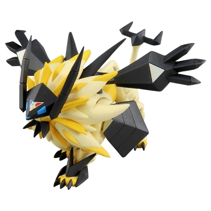 Pokemon Solgaleo toy figure with black and yellow details.