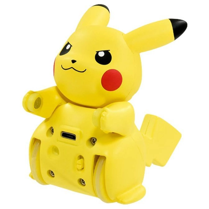  Yellow Pikachu robot toy with black-tipped ears, red cheeks, and wheels.