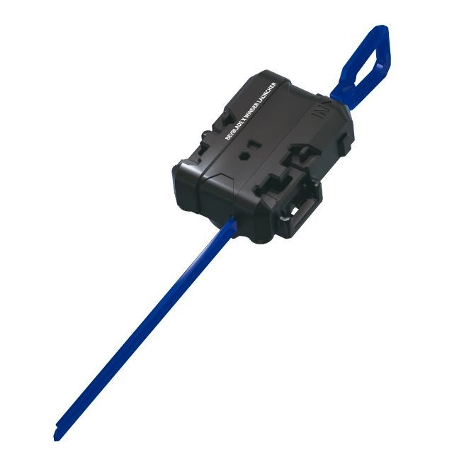  Beyblade X winder launcher with blue grip and ripcord.