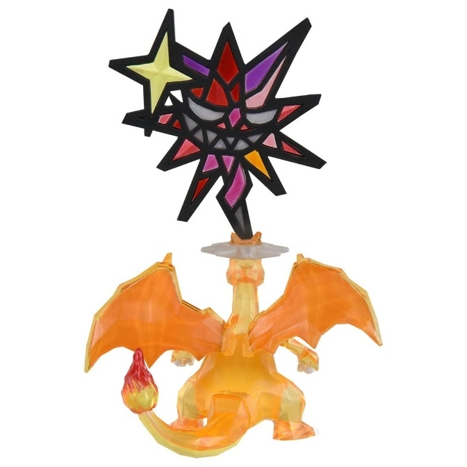  Charizard figure with stained glass-style star above. Orange body, flame tail, and wings.