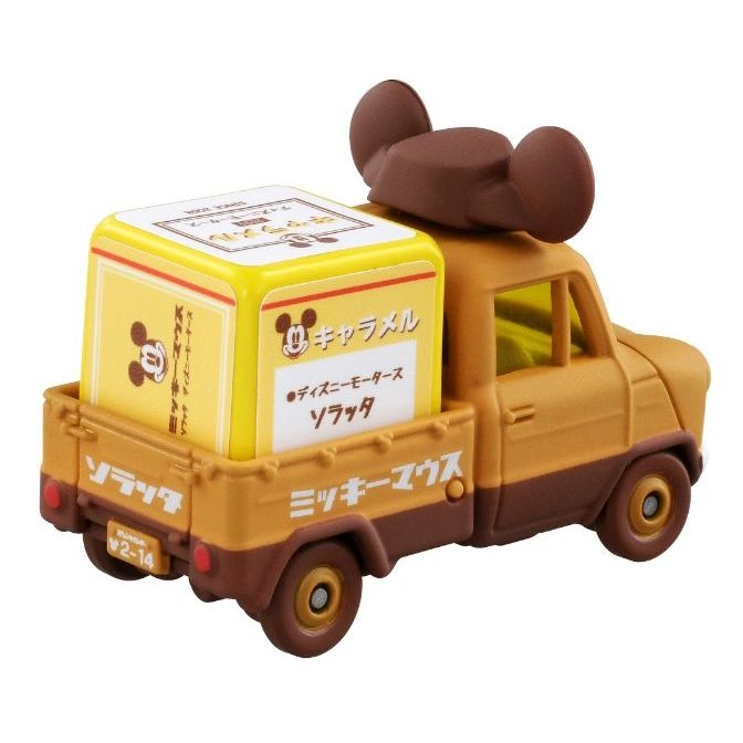  Disney Motors Soratta truck toy with Mickey Mouse ears and caramel box.