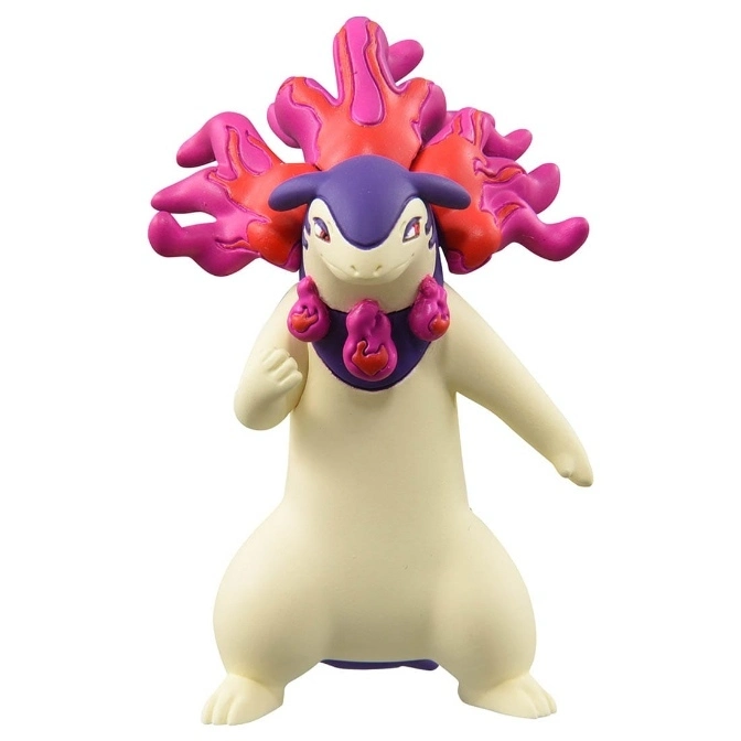  Typhlosion toy figure with purple and pink flames.