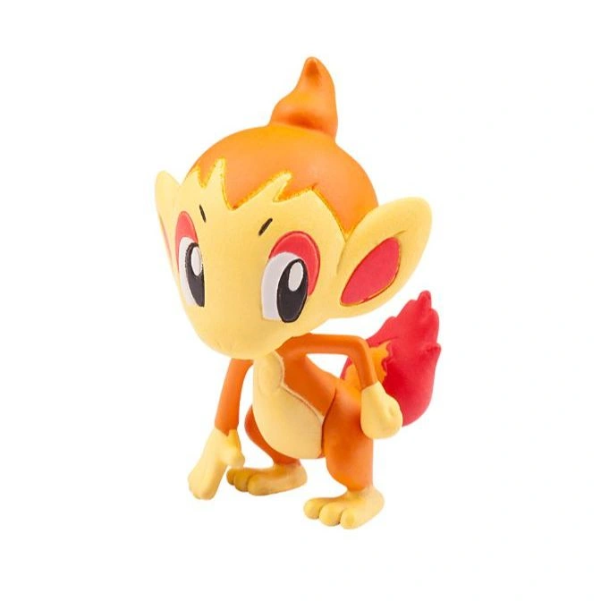 Chimchar toy figure with orange head flame and red tail.