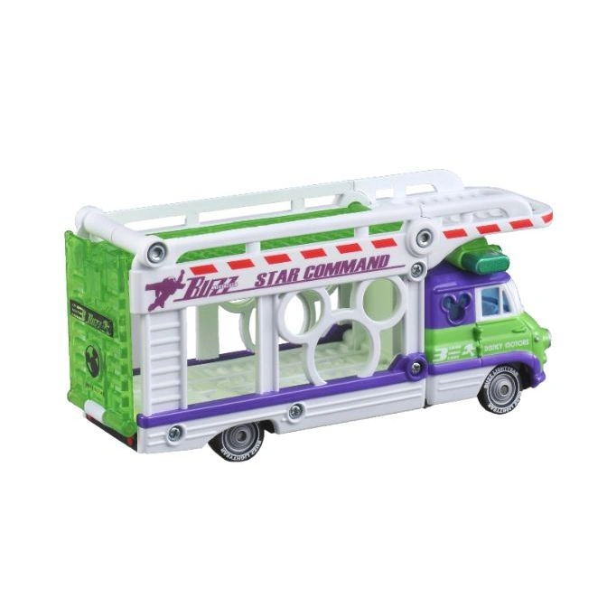  Buzz Lightyear Disney Motors toy car, white, green, and purple.