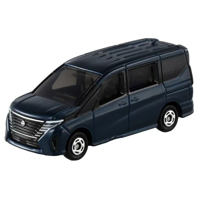 Dark blue toy minivan with detailed grill and wheels.
