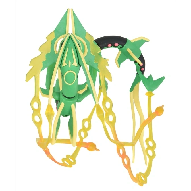  Green and yellow Rayquaza toy with black accents and translucent yellow tendrils.