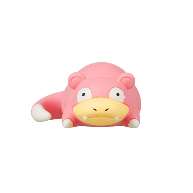 Pink Slowpoke toy with a cream-colored muzzle and tail tip.